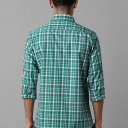 Louis Philippe Green Cotton Slim Fit Checks Shirt image 2