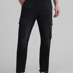 Jack & Jones Black Denim Cotton Anti Fit Cargo Jeans-picture-41