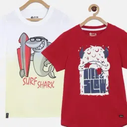 3PIN Kids Multi Cotton Printed T-Shirt Pack Of 2-image-84