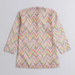 The Magic Wand Kids Beige & White Cotton Embroidered Full Sleeves Kurta Set image 2