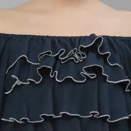 Style Quotient Navy Off Shoulder Crop Top image 5