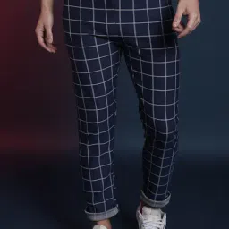 Campus Sutra Blue Checks Track Pants-image-29