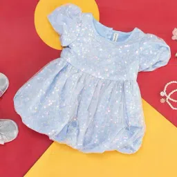 Pantaloons Baby Kids Blue Cotton Embellished Dress-image-11