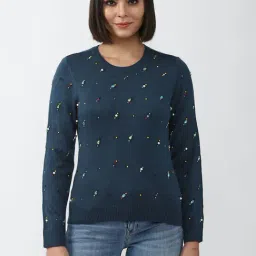 Forever 21 Navy Embellished Sweater-image-11