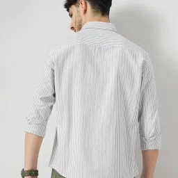 celio celio* Black & White Regular Fit Striped Cotton Shirt image 2