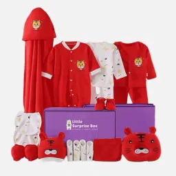 Little Surprise Box Unisex Red Cotton Printed Full Sleeves Baby Hamper Gift Set-picture-46