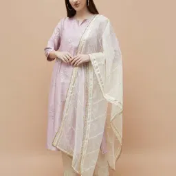 Melange By Lifestyle Off White Embellished Dupatta-image-49