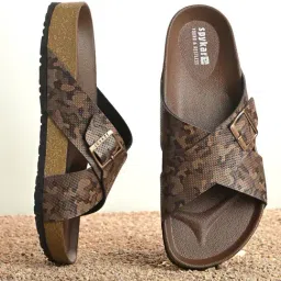 Spykar Men's Empire Brown Camo Cross Strap Sandals-picture-44