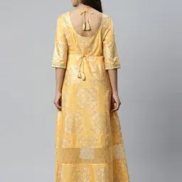aurelia Yellow Printed Dress wirh Cutout Details image 2