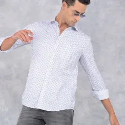 Crimsoune Club White Slim fit Floral Shirts-image-24