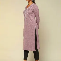Rangriti Mauve Straight Fit Printed Kurta image 3
