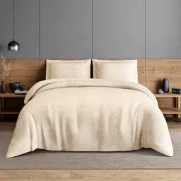 Spaces Beige Cotton Chintz Floral Printed 300 TC Double Bedsheet with 2 Pillow Covers-picture-28