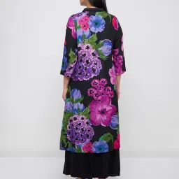 Diza by Westside Black Floral Printed A-Line Kurta image 2