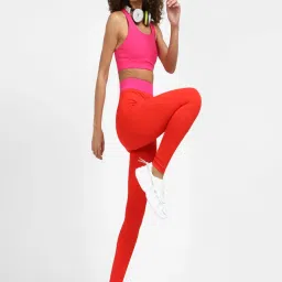 Adidas Orange Regular Fit TF L 3 BAR Tights image 4