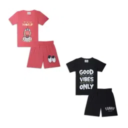 Vimal Jonney Kids Black & Pink Printed T-Shirt Set-picture-16