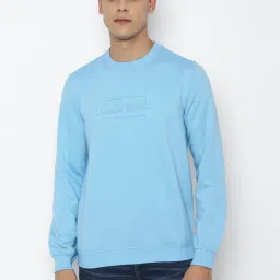 Allen Solly Sport Blue Cotton Regular Fit Printed SweatShirt image 1