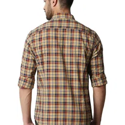 Basics Lark Khaki Cotton Slim Fit Checks Shirt image 2
