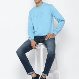 Allen Solly Sport Blue Cotton Regular Fit Printed SweatShirt image 5
