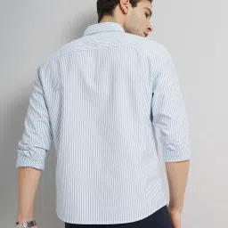 celio celio* Blue Regular Fit Striped Cotton Shirt image 2