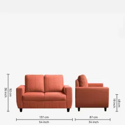 Sleepyhead Bae Ember Orange Fabric 2 Seater Sofa image 2