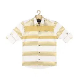 Cavio Kids Gold & White Cotton Striped Full Sleeves Shirt-picture-32