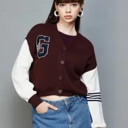 Ginger by Lifestyle Brown & White Color-Block Cardigan-picture-32