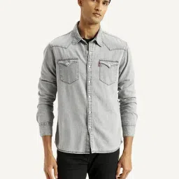 Levi's Grey Cotton Slim Fit Denim Shirt-image-29