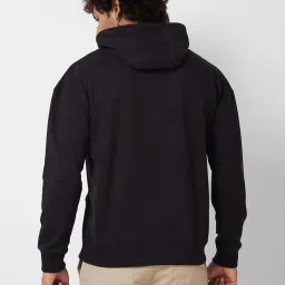 Vastrado Black Cotton Regular Fit Hooded Sweatshirt image 2