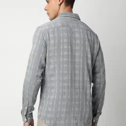 Vastrado Grey Cotton Relaxed Fit Printed Shirt image 2