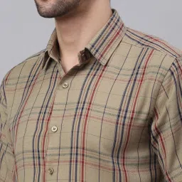 Jainish Brown Cotton Regular Fit Striped Shirts image 5
