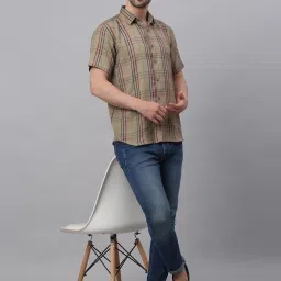 Jainish Brown Cotton Regular Fit Striped Shirts image 4