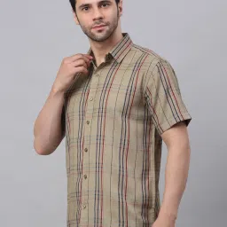 Jainish Brown Cotton Regular Fit Striped Shirts image 3
