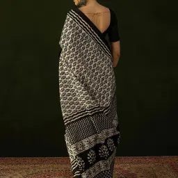 Saree Mall Beige Printed Sarees With Unstitched Blouse image 2