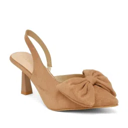 Flat N Heels Women's Khaki Sling Back Stilettos image 2