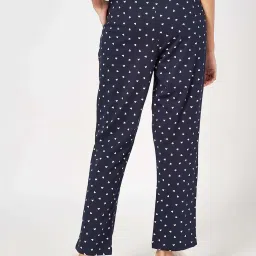 Dreamz By Pantaloons Navy Cotton Comfort Fit Print Casual Trousers image 2