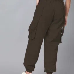 Kotty Brown Cotton Plain Trousers image 2