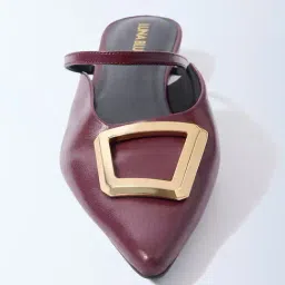 LUNA BLU by Westside Burgundy Mules image 3