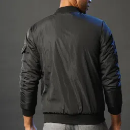 Campus Sutra Black Nylon Bomber Jacket image 2