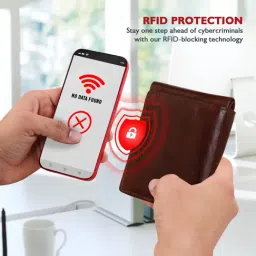 Swiss Eagle Dark Brown Leather RFID Secure Bi-Fold Wallet image 4