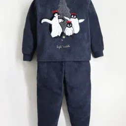Cherry Crumble By Nitt Hyman Kids Grey Embroidered Full Sleeves Sweatshirt with Pants image 5