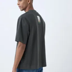 nuon men Nuon by Westside Olive Embroidered Relaxed-Fit Cotton T-Shirt image 2