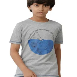 Under Fourteen Only Kids Grey Melange Printed T-Shirt-picture-26