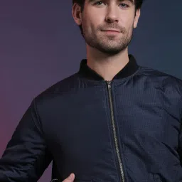 Campus Sutra Dark Blue Checks Windcheater Jacket image 4