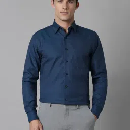 Louis Philippe Navy Cotton Slim fit Print Formal Shirt-picture-31