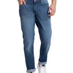 Spykar Blue Cotton Regular Fit Jeans image 1