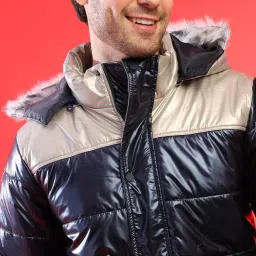 Campus Sutra Beige & Navy Full Sleeves Long Jacket image 4