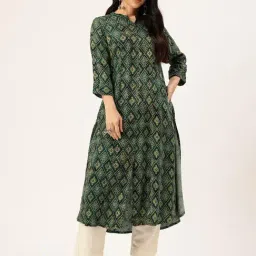 AMUKTI Green Geometric Printed Kurta-picture-15