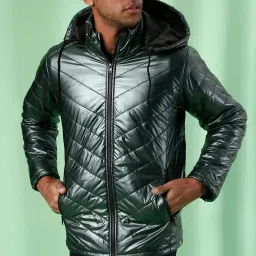 Campus Sutra Green Quilted Full Sleeves Jacket image 1