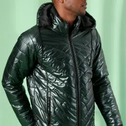 Campus Sutra Green Quilted Full Sleeves Jacket image 3