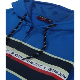 Gini & Jony Kids Navy Cotton Printed Hoodie image 3